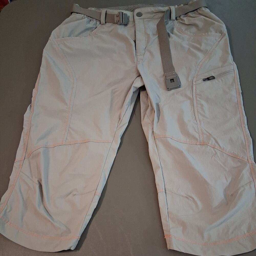 Columbia PFG Omni-Shade Lightweight Crop Hiking Pants. Beige, Women's XL w/belt